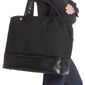 Black Croc Mini Convertible Weekender Beis Bag